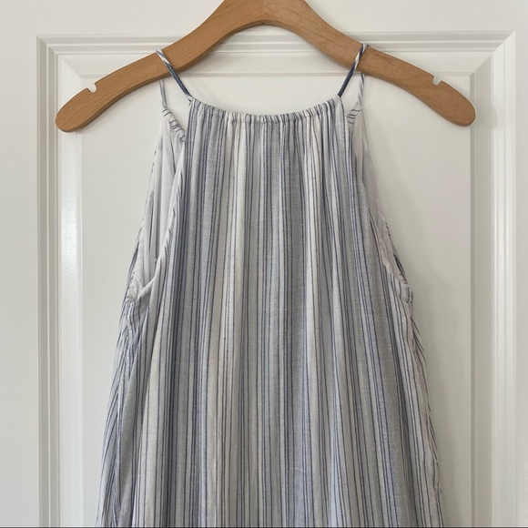 Cremieux Jamie Striped Maxi Dress w Ruffle Hem in Navy & Ivory/White - Picture 6 of 12